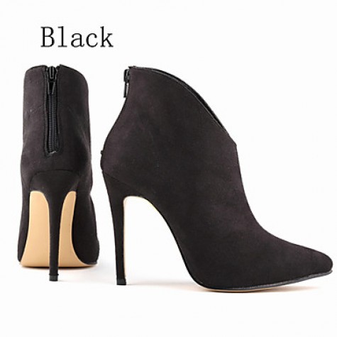 Women's Shoes Velvet Stiletto Heel Heels / Fashion Boots / Bootie / Pointed Toe Boots Party & Evening / Dress /