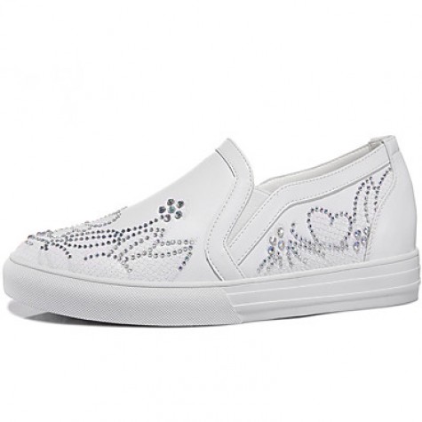 Women's Shoes Synthetic Spring / Fall / Winter Moccasin Totes Athletic / Casual Flat Heel Glitter Silver / White