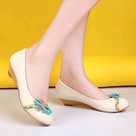 Women's Spring / Summer / Fall Round Toe Leatherette Casual Low Heel Pink / Beige