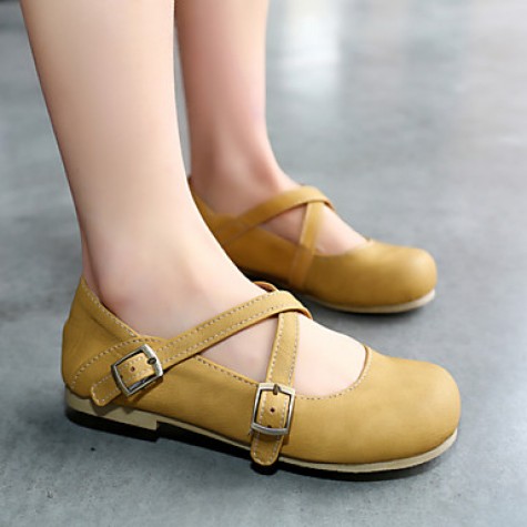 Women's Shoes Flat Heel Comfort / Round Toe Flats Dress / Casual Brown / Yellow / Khaki