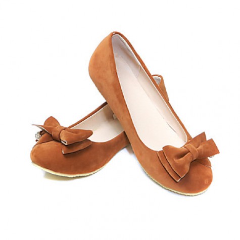 Women's Spring / Summer / Fall / Winter Ballerina Fleece Office & Career / Dress / Casual Flat Heel Bowknot Brown / Green / Red / Beige