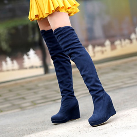 Women's Boots Spring / Fall / Winter Wedges / Fashion Boots Leatherette Outdoor / Casual Wedge Heel / Blue