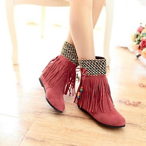 Women's Spring / Fall / Winter Round Toe Leatherette Casual Flat Heel Tassel Black / Brown / Yellow / Pink