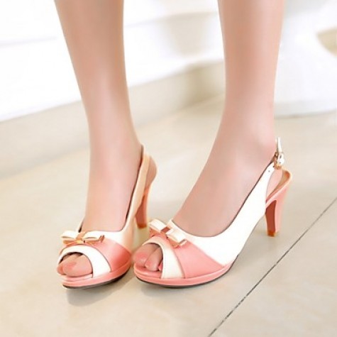 Women's Shoes Leatherette Stiletto Heel Peep Toe Sandals Wedding / Office & Career / Party