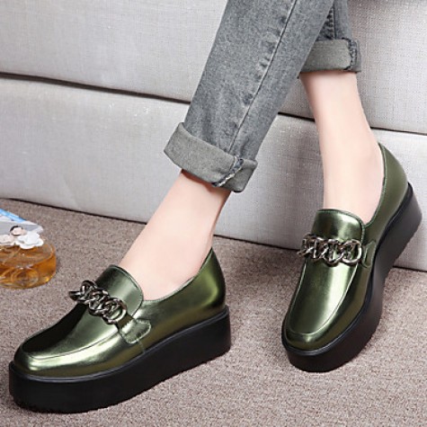 Women's Shoes Leatherette Platform Platform / Comfort Loafers Office & Career / Dress / Casual Black / Green