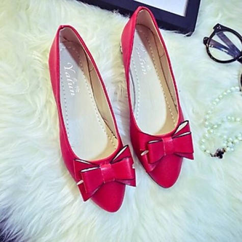 Women's Flat Heel Pointed Toe Fashion Pumps Bowknot Shoes