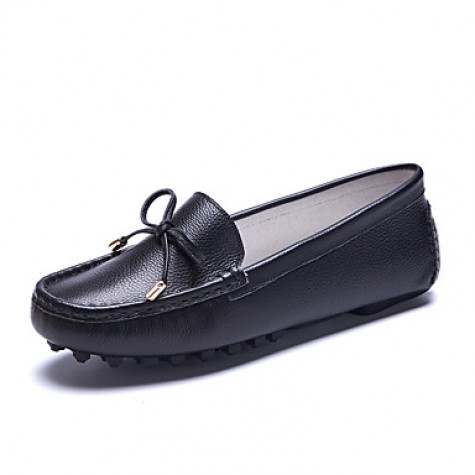 Women's Loafers & Slip-Ons Spring / Fall Comfort / Round Toe Cowhide Office & Career / Casual Flat shoes