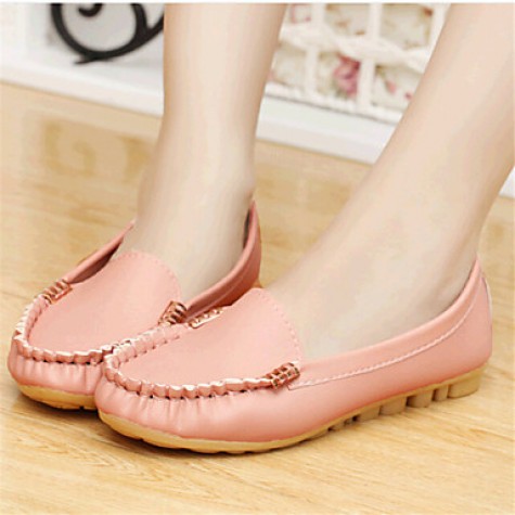 Women's Spring / Fall Comfort Leatherette Outdoor / Casual Flat Heel Others Black / Green / Pink / White